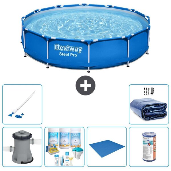 Bestway Steel Pro, piscina in acciaio, forma rotonda - 366x76 cm - composta da 7 elementi, modello S21604