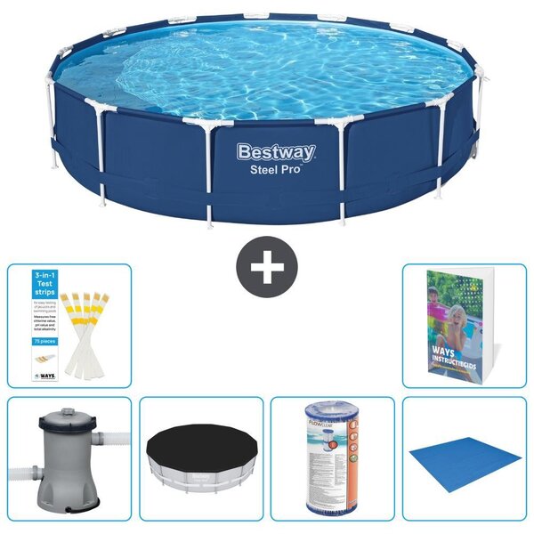 Piscina gonfiabile Bestway Steel Pro, rotonda, dimensioni 396x84 cm, composta da 5 parti, modello S341