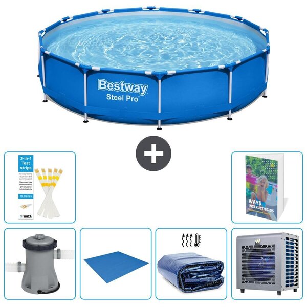 Piscina gonfiabile Bestway Steel Pro, rotonda, dimensioni 366x76 cm, composta da 5 parti, modello S278