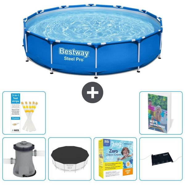 Piscina gonfiabile Bestway Steel Pro, rotonda, dimensioni 366x76 cm, composta da 5 parti, modello S234