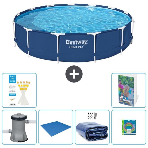 Bestway Steel Pro, piscina in acciaio, rotonda - 396x84 cm - composta da 5 parti, modello S220