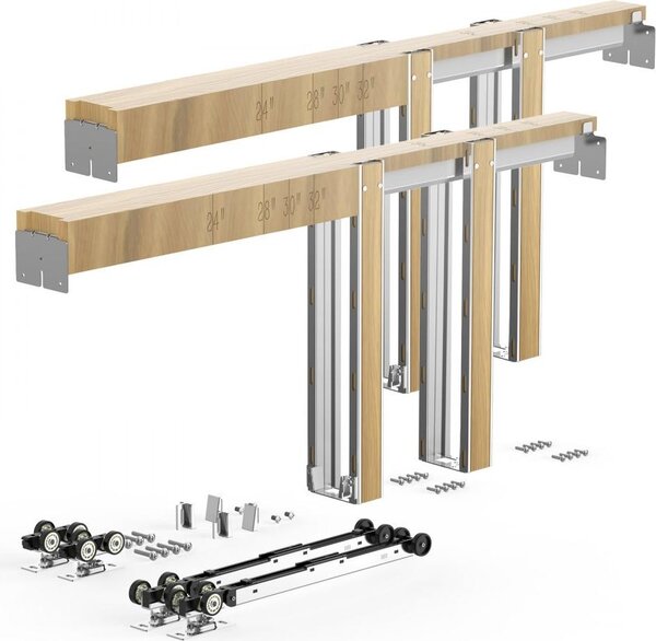 Set di telai per porte scorrevoli in acciaio - Porta scorrevole per larghezza 1219-1829 mm, altezza 2032 mm - Set di porte scorrevoli