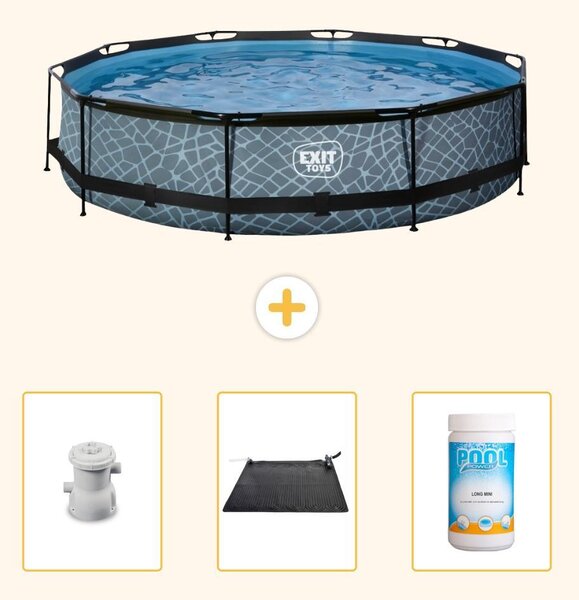 Piscina fuori terra - Design effetto pietra - 360x76 cm - 4 pezzi - SCB92