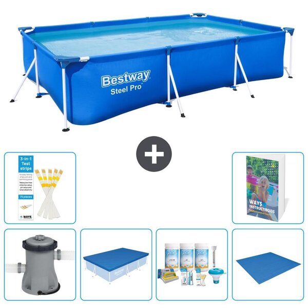 Bestway Steel Pro, piscina rettangolare - 300x201x66 cm - composta da 5 parti, modello S251