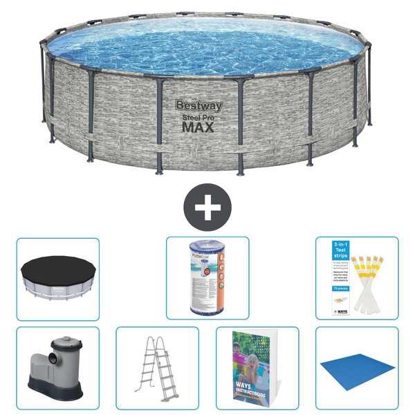 Piscina gonfiabile Bestway Steel Pro MAX, rotonda, 488x122 cm, composta da 6 parti, modello S594