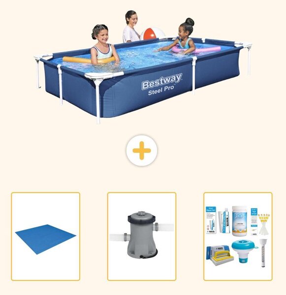 Bestway Steel Pro, piscina rettangolare - 221x150x43 cm - 4 pezzi - Modello S22291