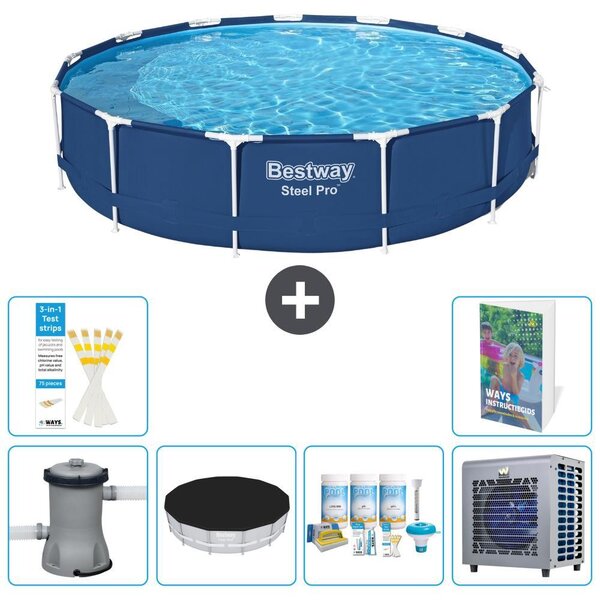 Piscina gonfiabile Bestway Steel Pro, rotonda, dimensioni 396x84 cm, composta da 5 parti, modello S264