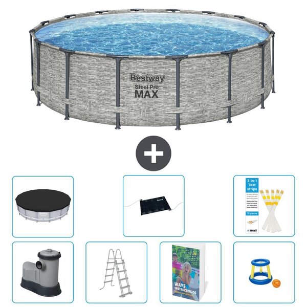 Piscina gonfiabile Bestway Steel Pro MAX, rotonda, 488x122 cm, composta da 6 parti, modello S559