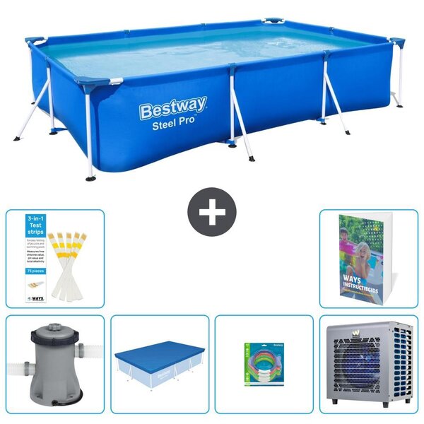 Bestway Steel Pro, piscina rettangolare - 300x201x66 cm - composta da 5 parti, modello S338