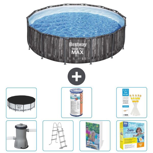 Piscina gonfiabile Bestway Steel Pro MAX, rotonda, 427x107 cm, composta da 6 parti, modello S572
