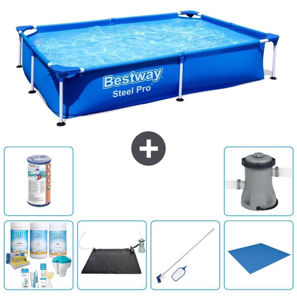 Bestway Steel Pro, piscina rettangolare - 221x150x43 cm - 7 pezzi - Modello S22061