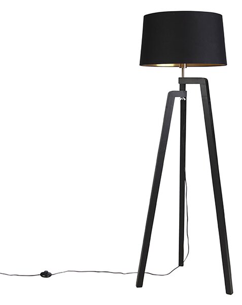 Lampada da terra intelligente con paralume nero con oro 50 cm incl. Wifi A60 - Puros