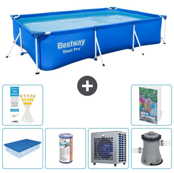 Bestway Steel Pro, piscina rettangolare - 300x201x66 cm - composta da 5 parti, modello S29