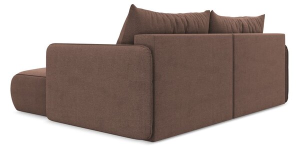 Divano angolare rosa allungabile/con contenitore (con penisola a destra) Nanea – Makamii