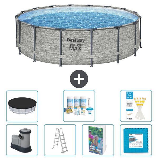 Piscina gonfiabile Bestway Steel Pro MAX, rotonda, 488x122 cm, composta da 6 parti, modello S536