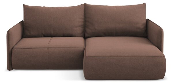 Divano angolare rosa allungabile/con contenitore (con penisola a destra) Nanea – Makamii