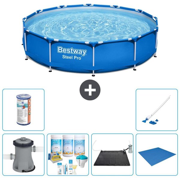 Bestway Steel Pro, piscina in acciaio, forma rotonda - 366x76 cm - composta da 7 elementi, modello S22102