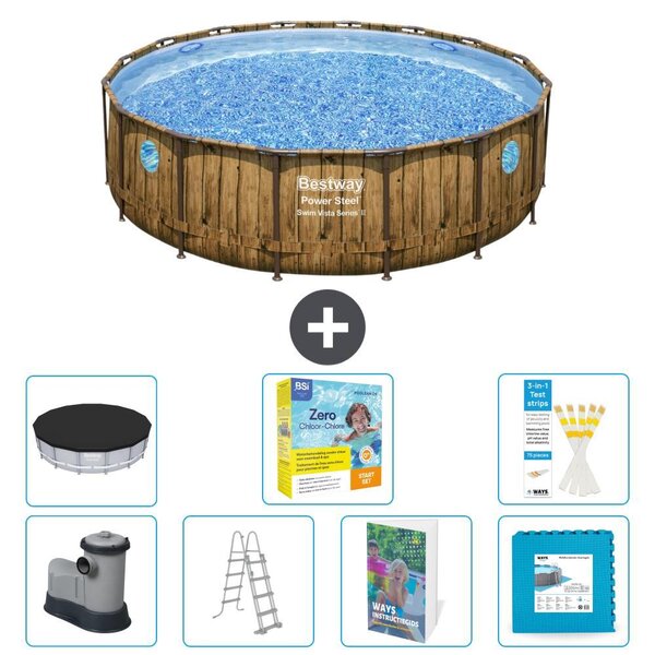 Bestway Power Steel, piscina rotonda - 488x122 cm - composta da 6 parti, modello S566