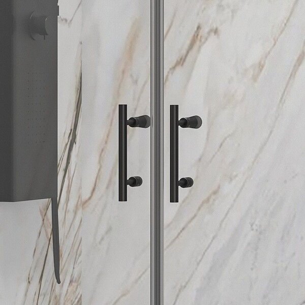 Kamalu porta doccia saloon 100-105 cm profili neri altezza 200h | ksal2800an