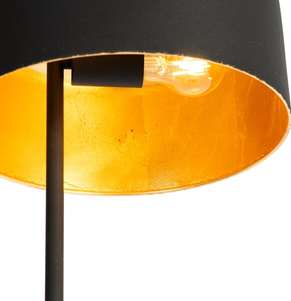 Lampada da terra retrò nera con interno dorato - Jinte