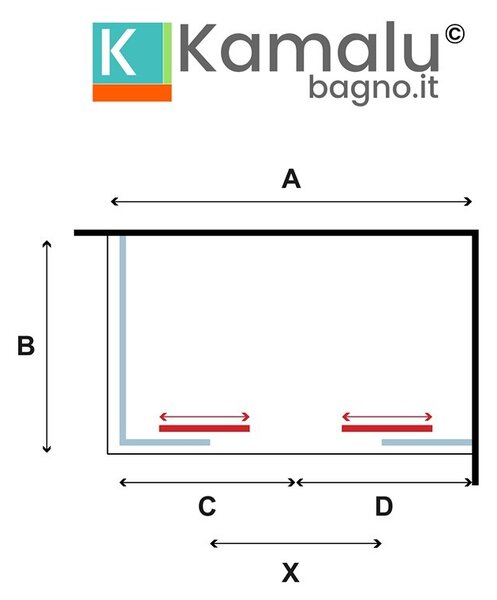 Kamalu box doccia 180x70 doppio scorrevole altezza 180cm | kam-knf6000s