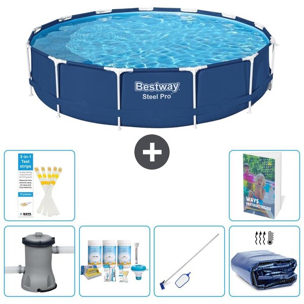 Piscina gonfiabile Bestway Steel Pro, rotonda, dimensioni 396x84 cm, composta da 5 parti, modello S267