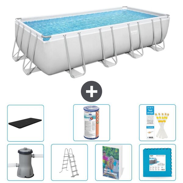 Bestway Power Steel, piscina rettangolare - 488x244x122 cm - composta da 6 parti, modello S602