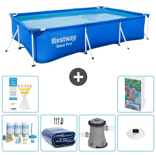Bestway Steel Pro, piscina rettangolare - 300x201x66 cm - 5 pezzi, modello S160