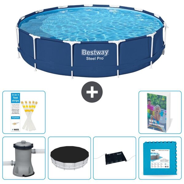 Piscina gonfiabile Bestway Steel Pro, rotonda, dimensioni 396x84 cm, composta da 5 parti, modello S273