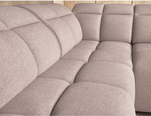 Divano angolare marrone chiaro allungabile/con contenitore (con penisola a sinistra/a L) e rivestimento in bouclé Falconn – ELTAP