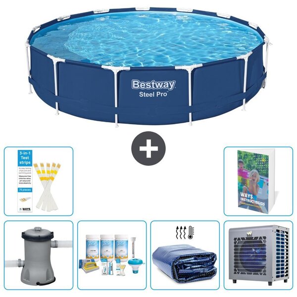 Piscina gonfiabile Bestway Steel Pro, rotonda, dimensioni 396x84 cm, composta da 5 parti, modello S302