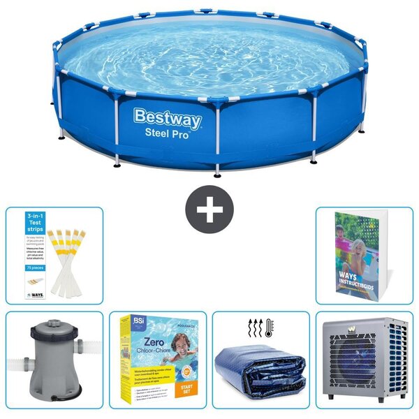 Piscina gonfiabile Bestway Steel Pro, rotonda, dimensioni 366x76 cm, composta da 5 parti, modello S331