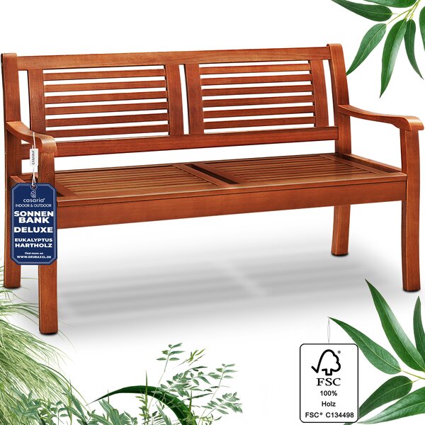 Casaria Panchina da Giardino Bologna in Legno di Eucalipto Resistente 120x60x90cm Portata 320kg Panca da Esterno 2 Posti