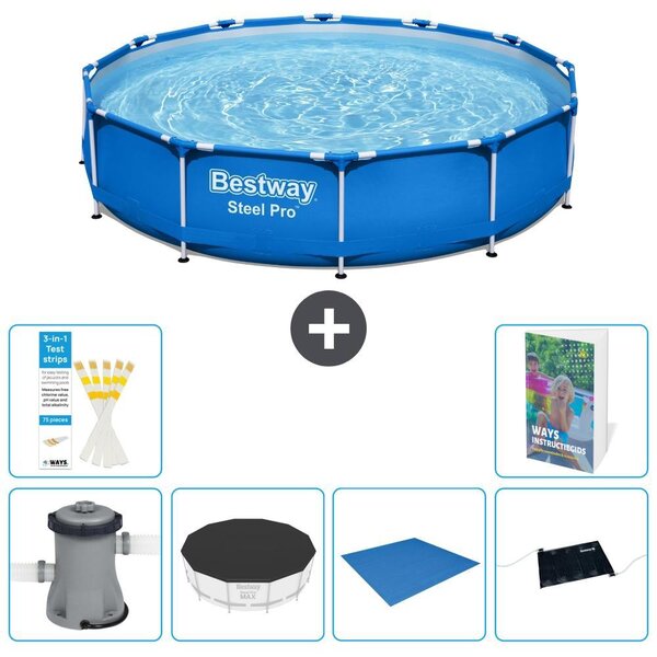Piscina gonfiabile Bestway Steel Pro, rotonda, dimensioni 366x76 cm, composta da 5 parti, modello S214