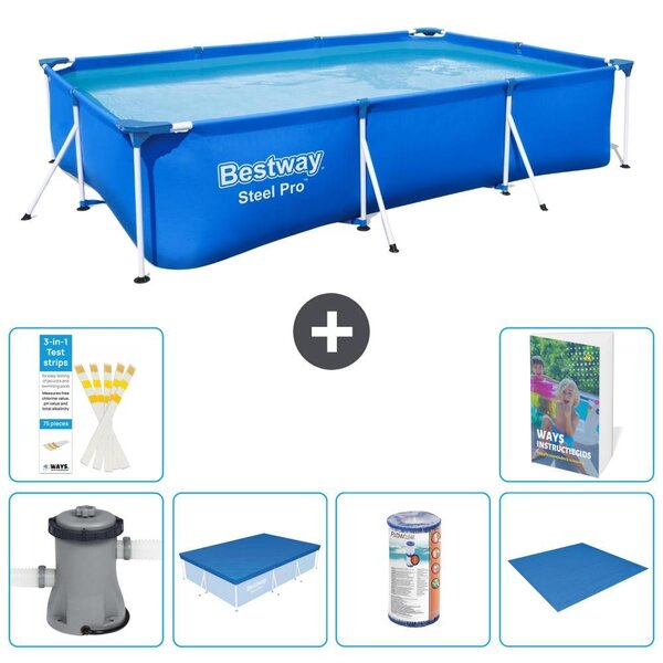 Bestway Steel Pro, piscina rettangolare - 300x201x66 cm - 5 pezzi, modello S341