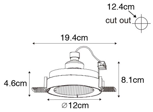 Faretto da incasso moderno bianco GU10 AR70 rotondo senza cornice - Oneon