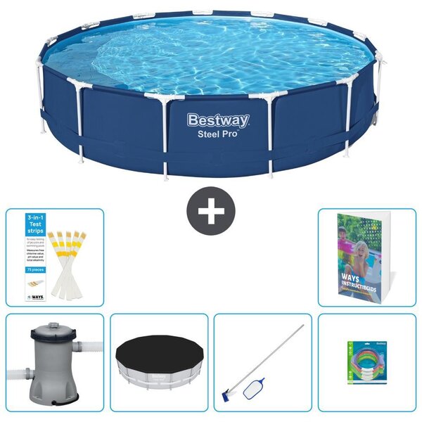 Piscina gonfiabile Bestway Steel Pro, rotonda, dimensioni 396x84 cm, composta da 5 parti, modello S299