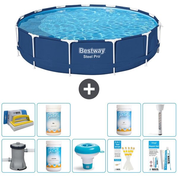 Piscina gonfiabile Bestway Steel Pro, rotonda, dimensioni 396x84 cm, composta da 10 elementi, modello S43339