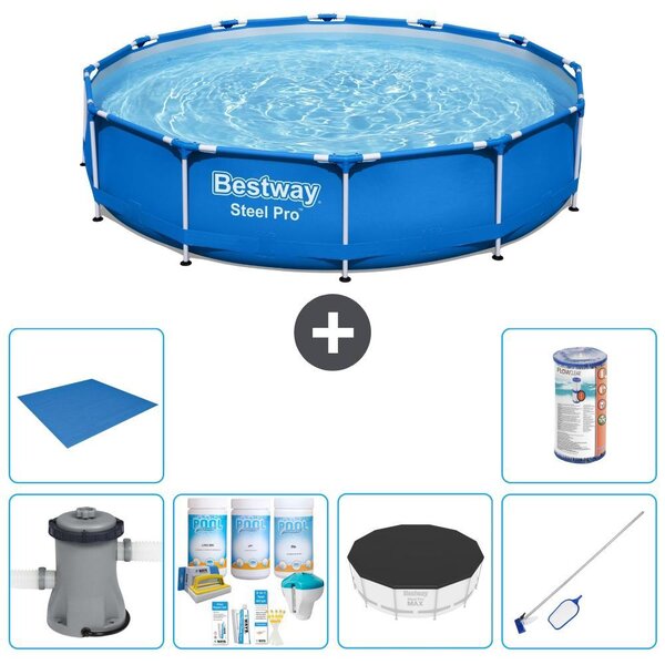 Bestway Steel Pro, piscina in acciaio, forma rotonda - 366x76 cm - composta da 7 elementi, modello S21595