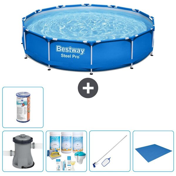 Bestway Steel Pro, piscina in acciaio, forma rotonda - 366x76 cm - composta da 6 parti, modello S22104