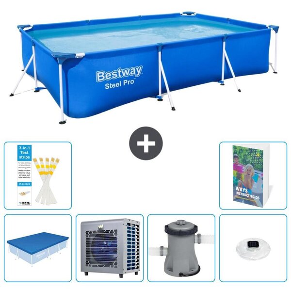 Bestway Steel Pro, piscina rettangolare - 300x201x66 cm - composta da 5 parti, modello S106
