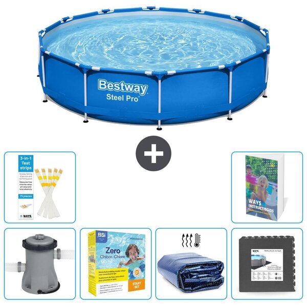 Piscina gonfiabile Bestway Steel Pro, rotonda, dimensioni 366x76 cm, composta da 5 parti, modello S285