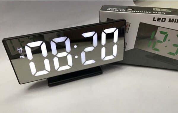 OROLOGIO SVEGLIA DIGITALE CON DATARIO TERMOMETRO DISPLAY A SPECCHIO DA  TAVOLO