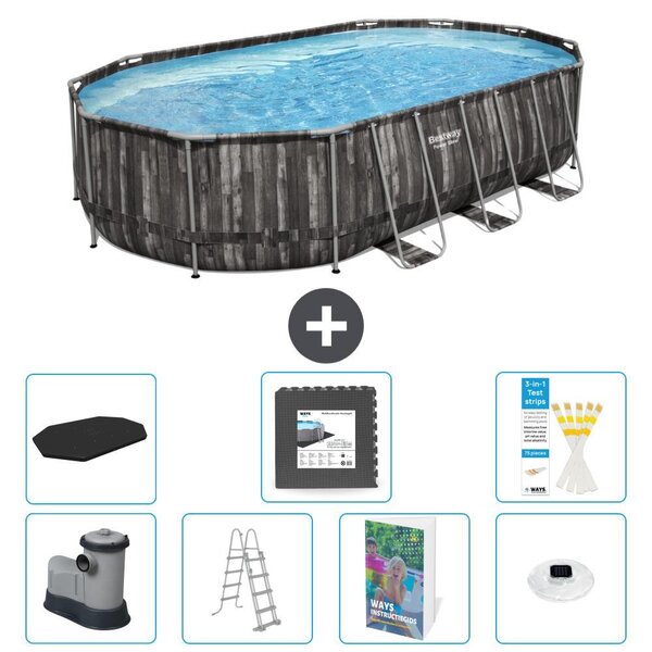 Bestway Power Steel, piscina ovale - 610x366x122 cm - composta da 6 parti, modello S608