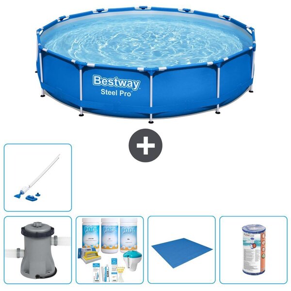 Piscina gonfiabile Bestway Steel Pro, rotonda, dimensioni 366x76 cm, composta da 6 parti, modello S22105