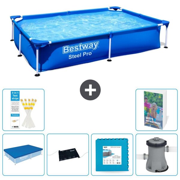 Bestway Steel Pro, piscina rettangolare - 221x150x43 cm - composta da 5 parti, modello S99