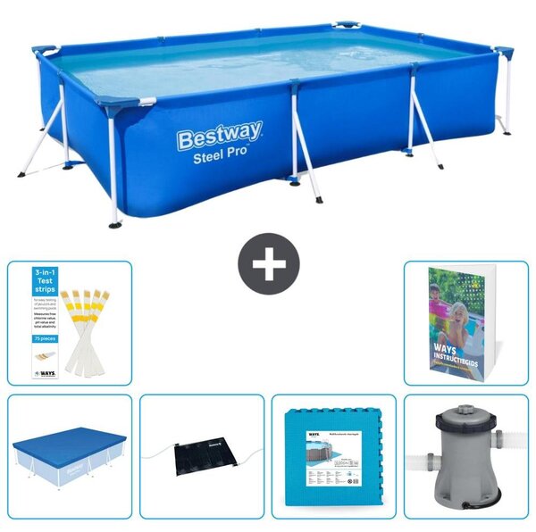 Bestway Steel Pro, piscina rettangolare - 300x201x66 cm - composta da 5 parti, modello S99