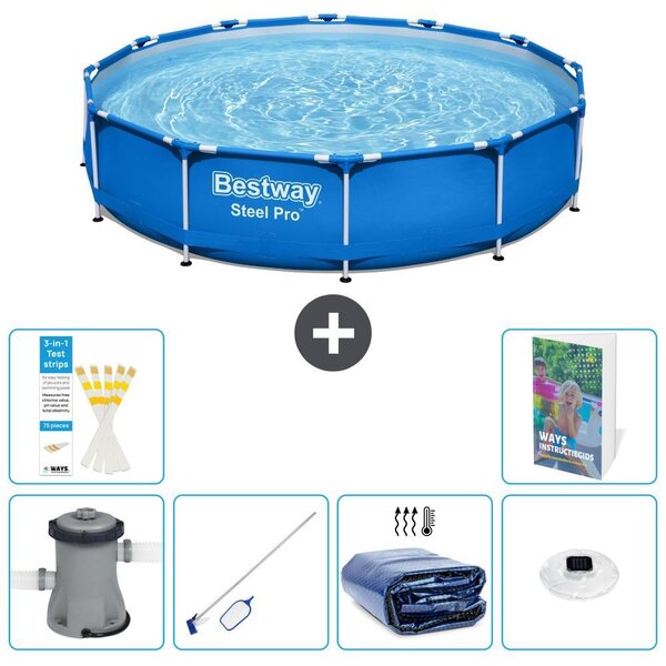 Piscina gonfiabile Bestway Steel Pro, rotonda, dimensioni 366x76 cm, composta da 5 parti, modello S305