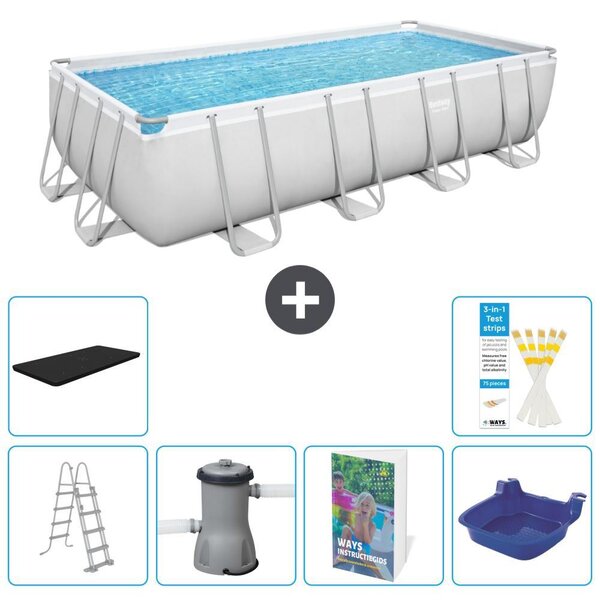 Bestway Power Steel, piscina rettangolare - 488x244x122 cm - composta da 5 parti, modello S662