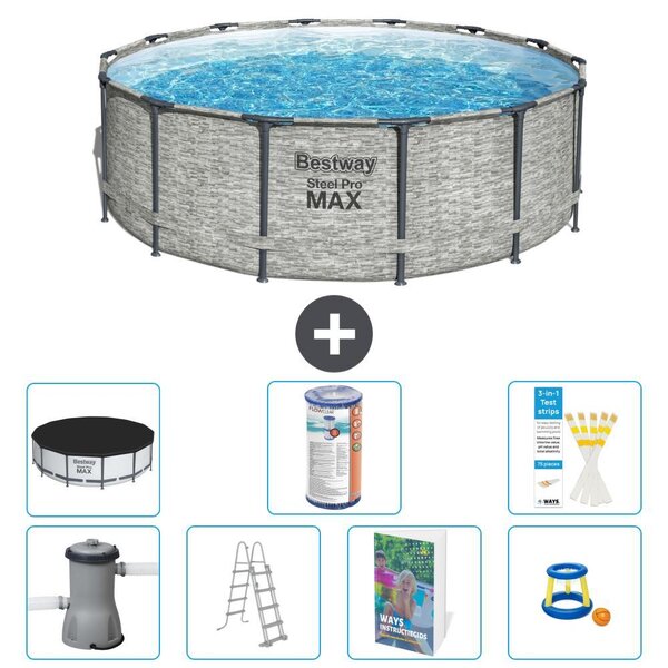 Bestway Steel Pro MAX, piscina in acciaio, forma rotonda, dimensioni 427x122 cm, composta da 6 parti, modello S541